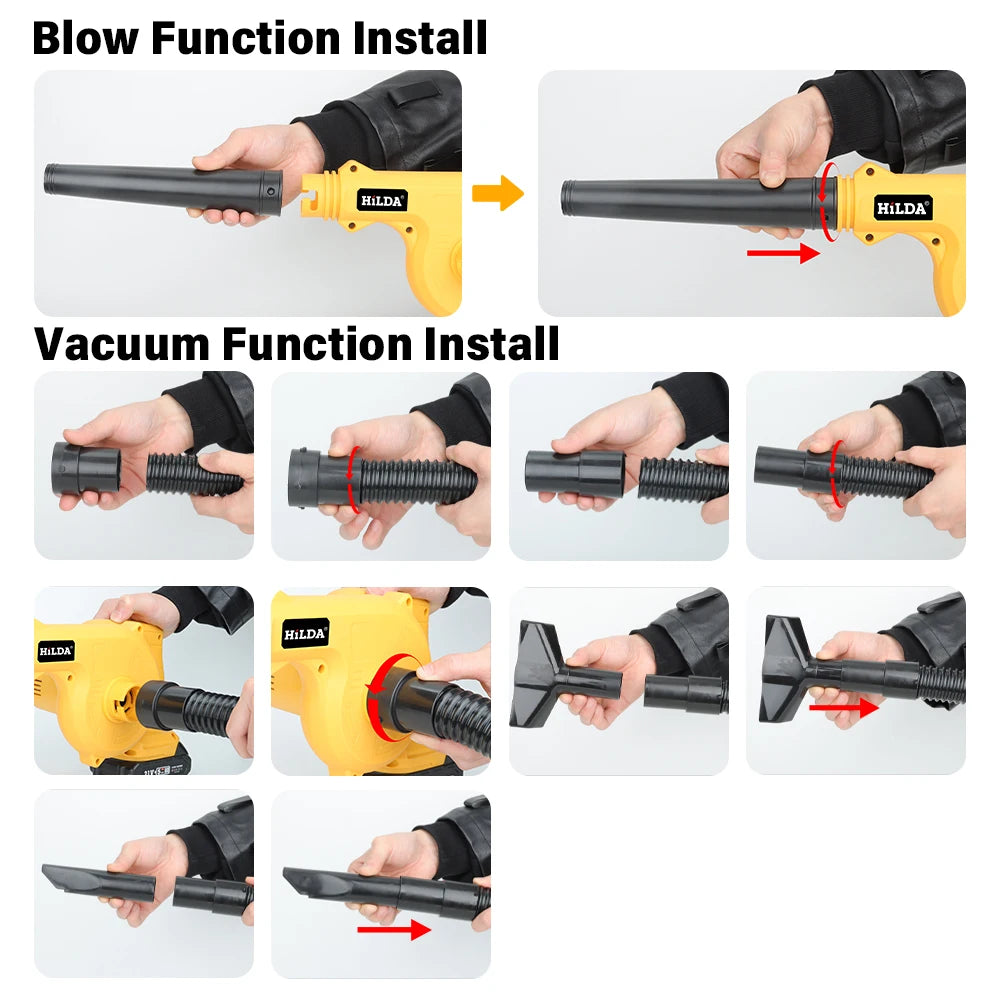HILDA 18V Electric Air Blower 2IN 1Vacuum Cleaner Dust Computer Collector Cordless Handheld Power Tools For Makita No Battery