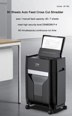 High Speed Fully Automatic Electric Paper Shredder Machine Cross Cut 4*12mm 80 Sheet Auto Feed Office COMET AF-780