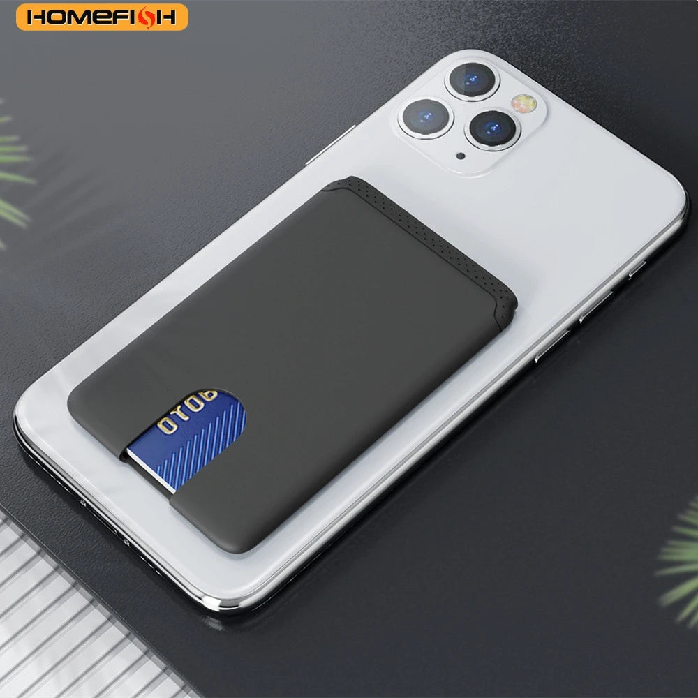 HOMEFISH Phone Holder Sticker Credit Card Holder Adhesive Soft Silicone Mobile Phone Wallet Compatible for Iphone Android