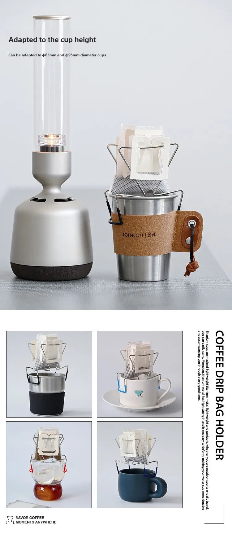 Cafe Drip Bag Coffee Holder,Stainless Steel Coffee Filter Holder,Outdoor Japanese Style Hanging Ear Coffee Holder,Portable Stand