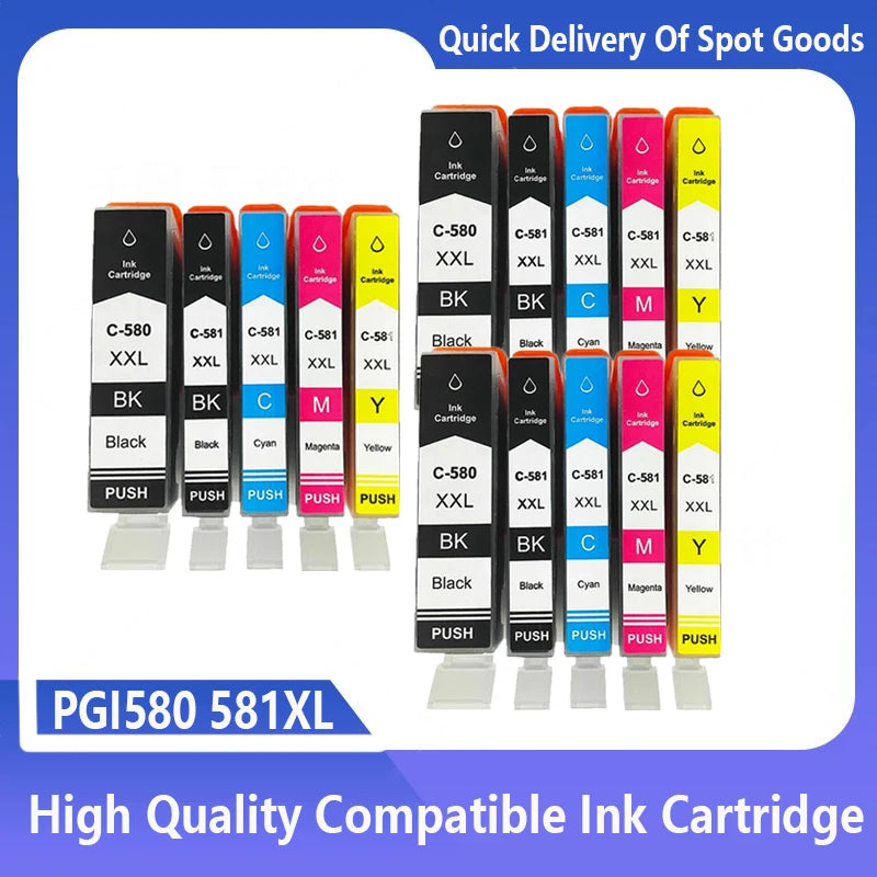 Compatible Ink Cartridges PGI580 CLI581 PGI 580 581 For Canon Pixma TS705 TR7550 TR8550 TS6150 TS6250 TS8150 TS8250 Printer