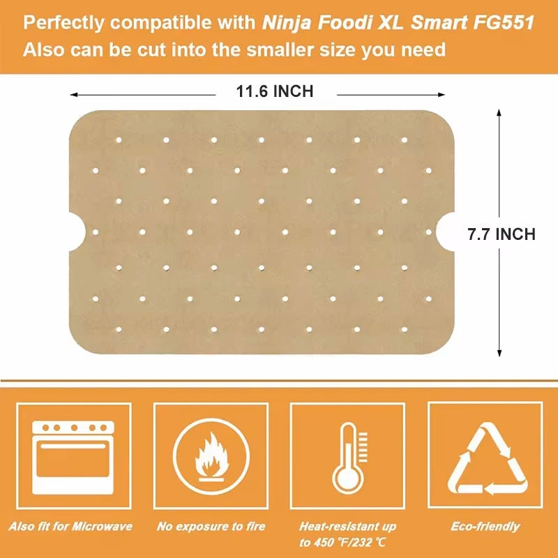 Air Fryer Parchment Paper for FG551 Ninja Foodi Smart XL 6-in-1 Indoor Grill Non-stick Perforated Airfryer Liner Baking Tools