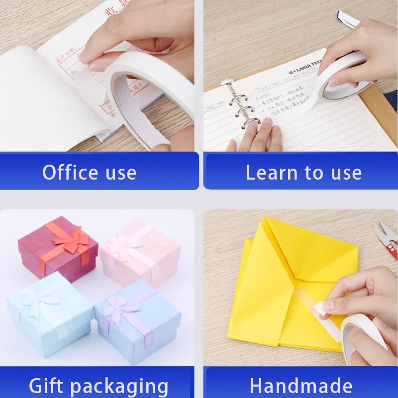 10M White Double Sided Tape Ultra-thin High-adhesive Super Strong Hand Tearable Tape 5-40mm Wide for Crafting And Packaging