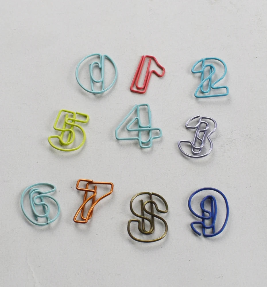 10pcs/Set Metal Digital Shape Paper Clips Kawaii Cute Bookmark Clip Stationery Office School Supplies