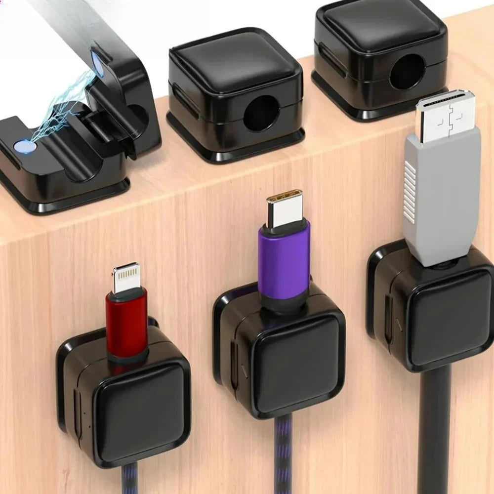 1/3/6/12PCS Magnetic Cable Clips Cable Adjustable Cord Holder Under Desk Cable Management Wire Keeper Cords Organizer Holder