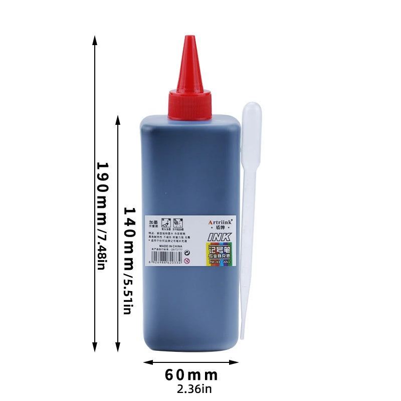 500ML Graffiti ink Permanent Marker Refill Ink - Oil-Based Waterproof for Black/Red/Blue Markers (Bulk Bottle, Non-Erasable)