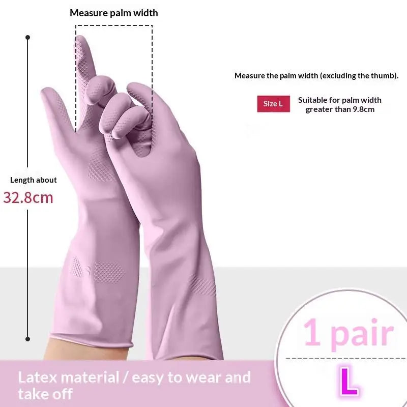 dailyWater Resistant Dish Washing Gloves 1 Pair Durable Latex Rubber Gloves Reusable for Kitchen Cleaning Laundry Gardening Use