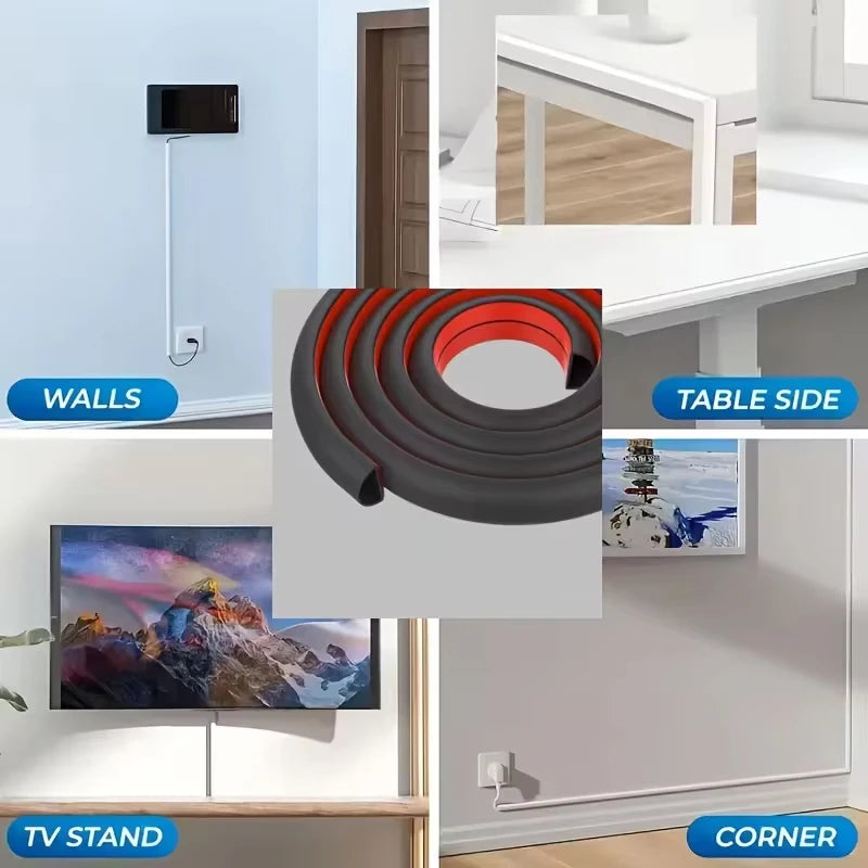 1PC 3/5M Self-Adhesive PVC Cable Management Strip Decorative Wire Protection Strip Suitable for Covering Wires on Walls Floors