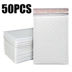 1-500PCS Poly Bubble Mailers Padded Envelopes Self Seal Bubble Lined Waterproof Cushion Shipping Enveloper Mailers White