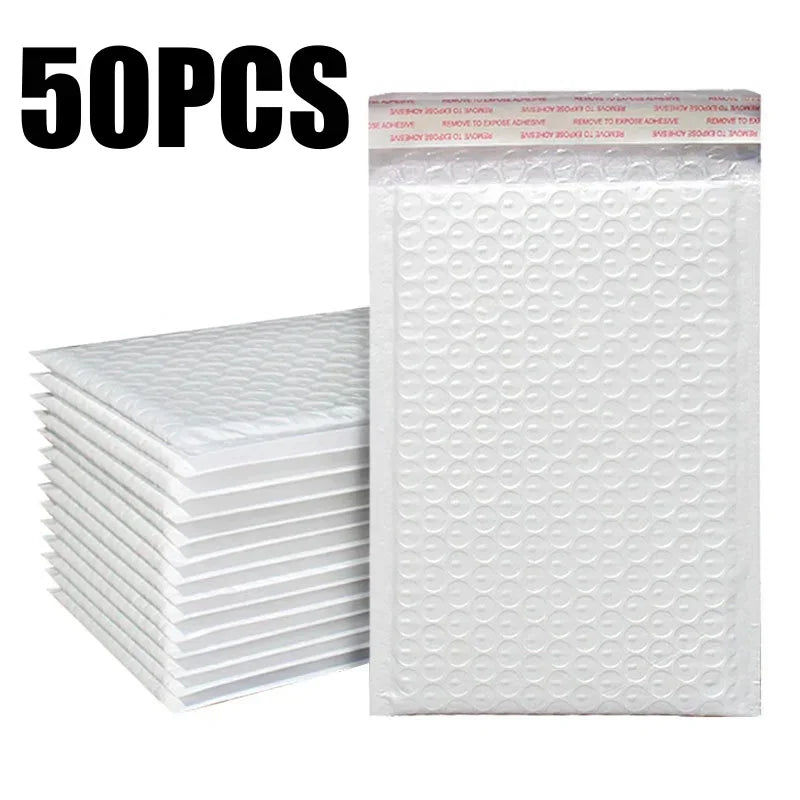 1-500PCS Poly Bubble Mailers Padded Envelopes Self Seal Bubble Lined Waterproof Cushion Shipping Enveloper Mailers White