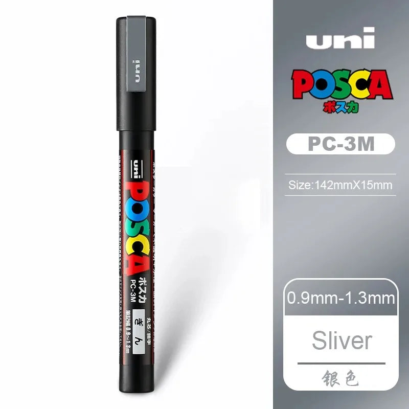 1pcs Japan UNI POSCA Marker Pen PC-1M/3M/5M POP Poster Graffiti Permanent Acrylic Marker White Black Gold Silver Art Supplies