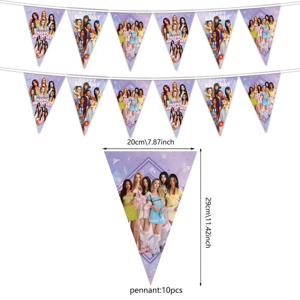Katseye Girl Birthday Party Theme Decoration Cup Plate Banner Backdrop Gift Bag Tablecloth For Gift Baby Shower Supplies