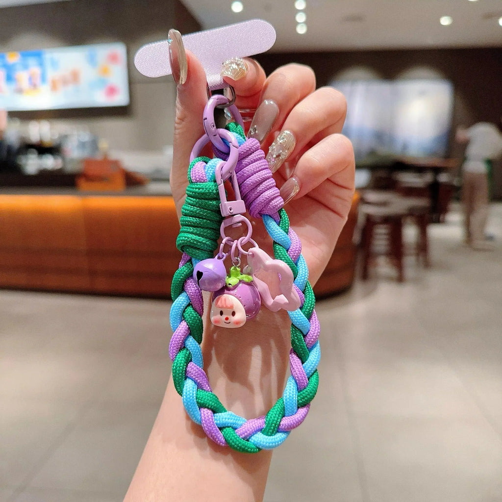 Cute Creative Cartoon Mobile Phone Universal Lanyard Three-Color DYM Wrist Strap Hand-Woven Hand Rope Phone Hanging Accessories