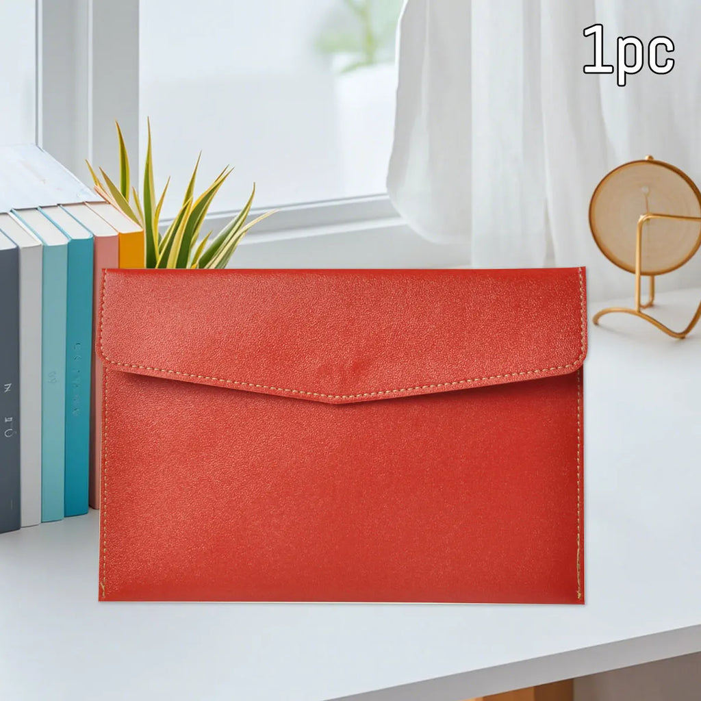 WQN-1PC PU Leather Document Bag A5, Wear-Resistant, Large Capacity, Waterproof, Suitable for Office and School Document Storage