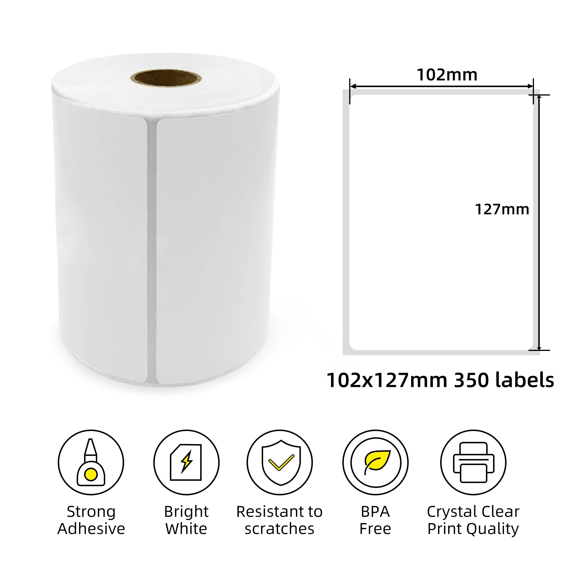 4" X 5" Direct Thermal Shipping & Multipurpose Labels 102 mm X 127 mm 350 labels per roll