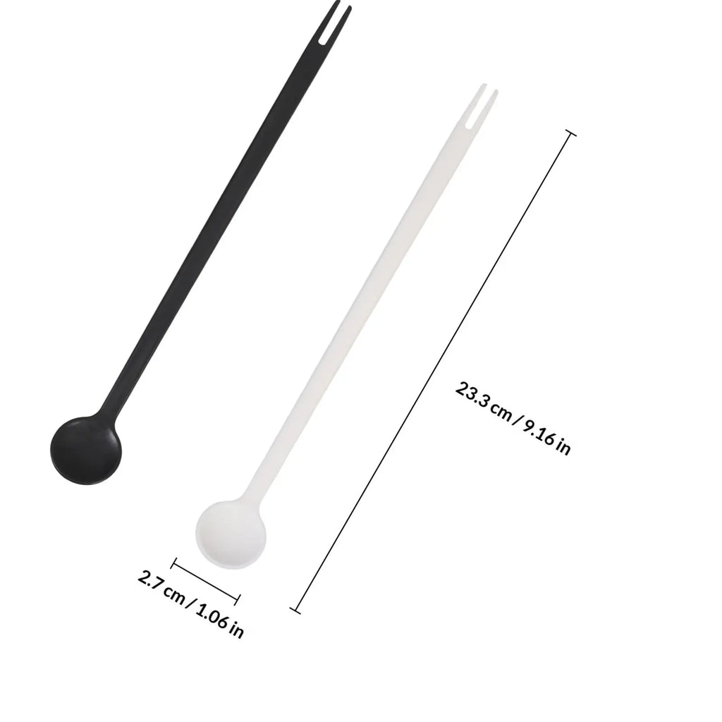 2Pcs Multi-Functional Plastic Kitchen Spoon Long Handle Seasoning Powder Coffee Stirring Mixing Spoon Dual-End for Condiments