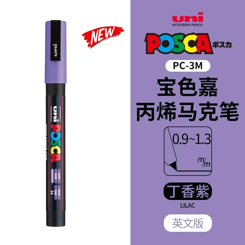 uni POSCA POP Water-Based Marker,Assorted Colors PC-1M/3M/5M 0.7~2.5mm Tips Professional Acrylic Paint Pen for Artists&Designers