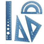 4 In 1 Aluminum Alloy Ruler Stationery Set Aluminum Alloy Multifunctional Combination Ruler Triangle Protractor for Drawing