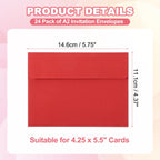24Pcs A2 Envelopes Self Seal 110gsm Paper Invitation Envelopes for Postcard Wedding Greeting Cards Photos Announcement Mailing