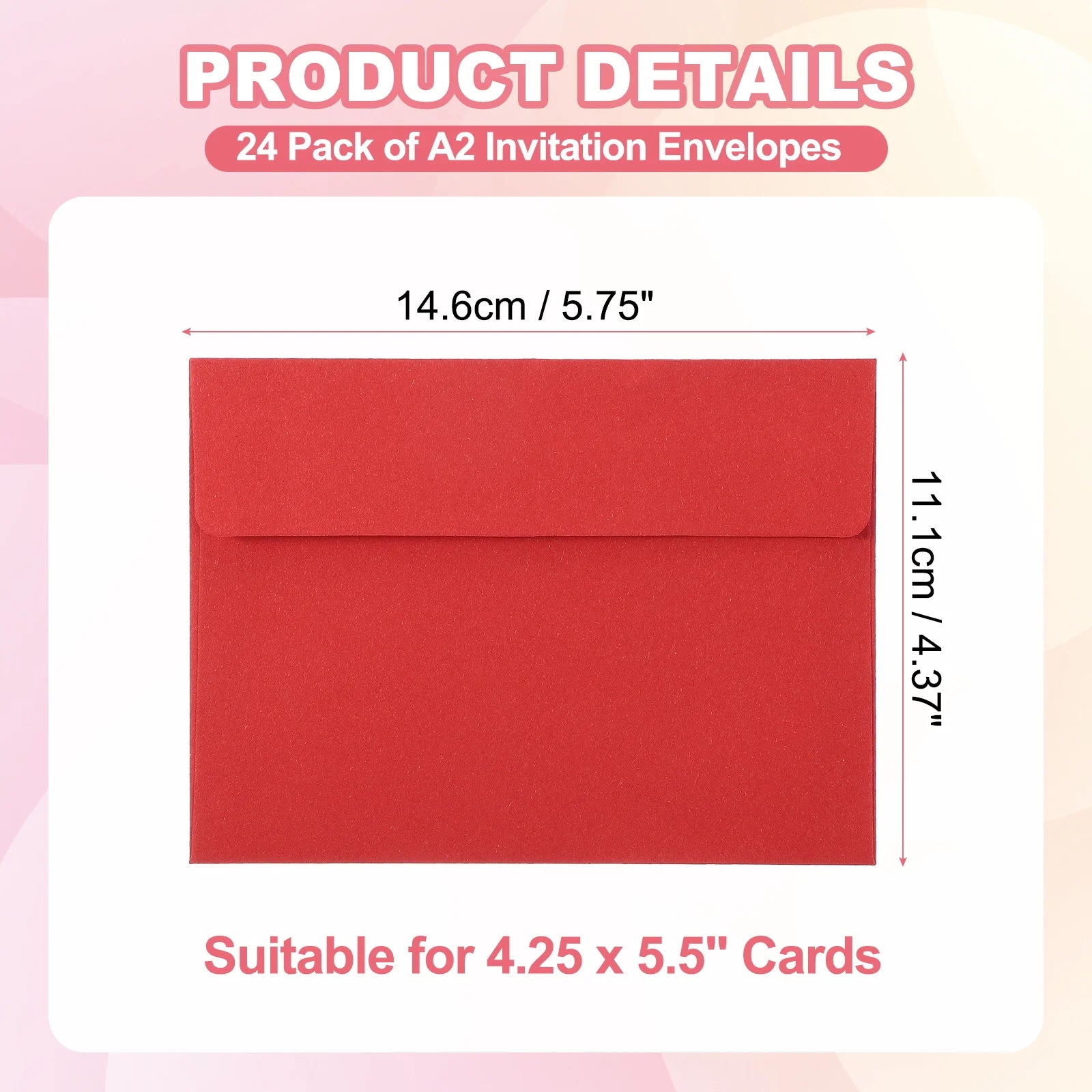 24Pcs A2 Envelopes Self Seal 110gsm Paper Invitation Envelopes for Postcard Wedding Greeting Cards Photos Announcement Mailing
