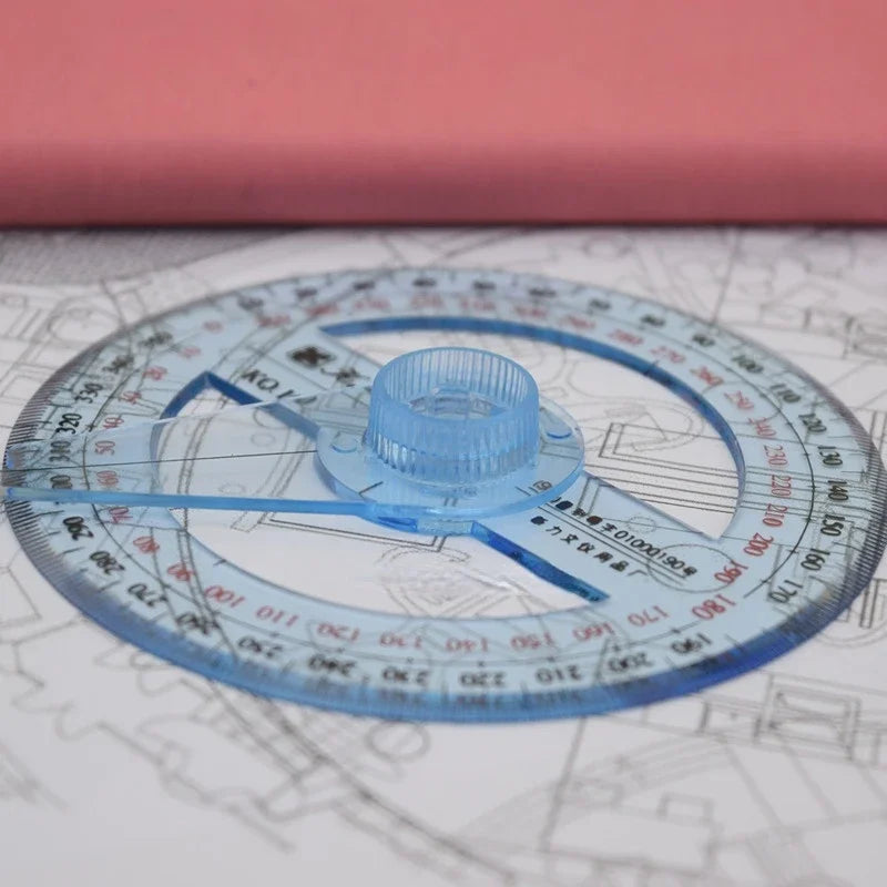 1 Circular Dia.10cm Transparent Plastic 360 Degree Pointer Protractor Ruler Angle For School Office Drafting Supplies Protractor