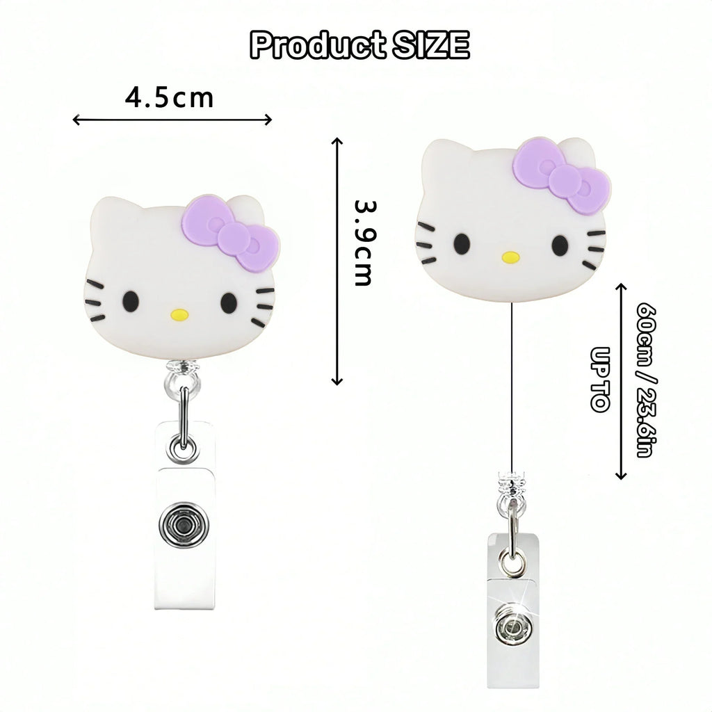 Kawaii Gift Kitty Cat Retractable Badge Reel Sparkling card holder accessories With Keychain For Women Student office supplies