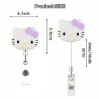 Kawaii Gift Kitty Cat Retractable Badge Reel Sparkling card holder accessories With Keychain For Women Student office supplies