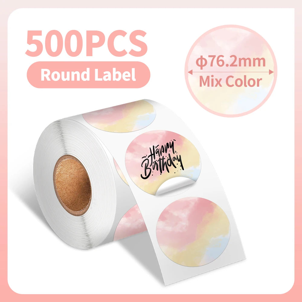 Thermal Label Paper round Sticker White Pure Color Shipping Label Waterproof for Phomemo PM241/PM246S/D520 Label Printer