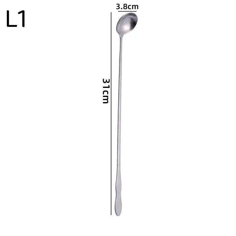 pogyrt Stainless Steel Long Handle Stir Spoon For Cocktails, Ice Coffee, And Tea - Mixing Spoon With Easy Grip Handle