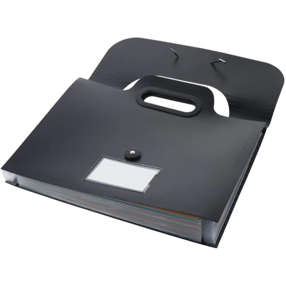 1 Piece Expandable Folder With Handle, A4 Size Black And White Portable Accordion Folder, 13 Flap Pocket Pants