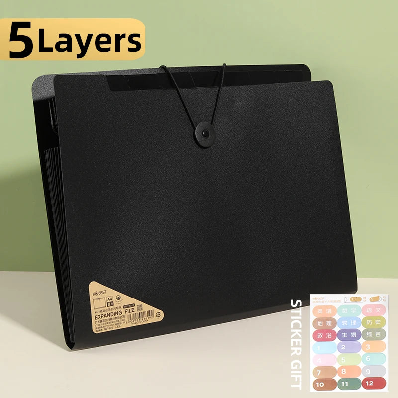 A4 File Folder Storage Bag 5/8/13 Layers Desktop Organizer for Test Papers School Stationery Office Supplies