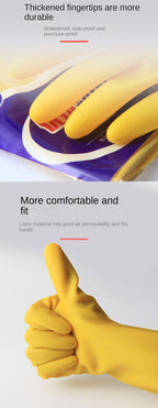 1 Pair Thick Rubber Gloves Plastic Latex Wear-Resistant Dishwashing Household Labor Protection Glove Car Wash Waterproof Kitchen