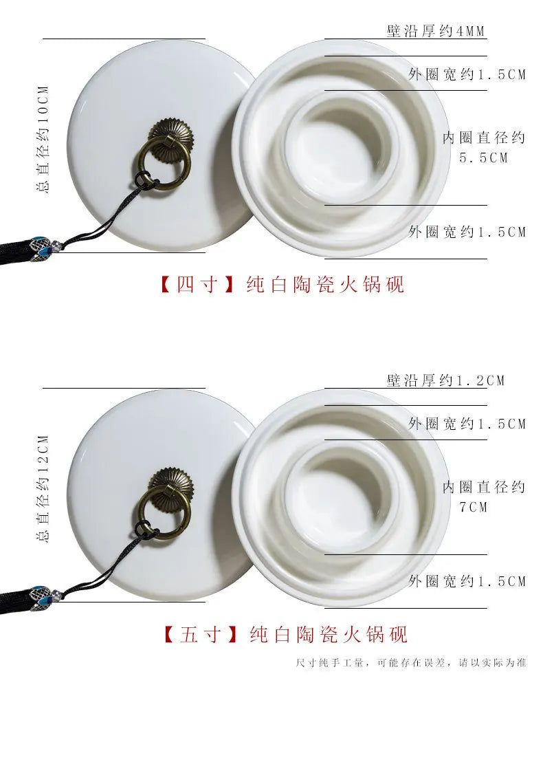 Medium Size Ceramic Ink Stone with Lid, Double Ring Moisturizing Anti-dry Ink Pot for Calligraphy Lovers Learning