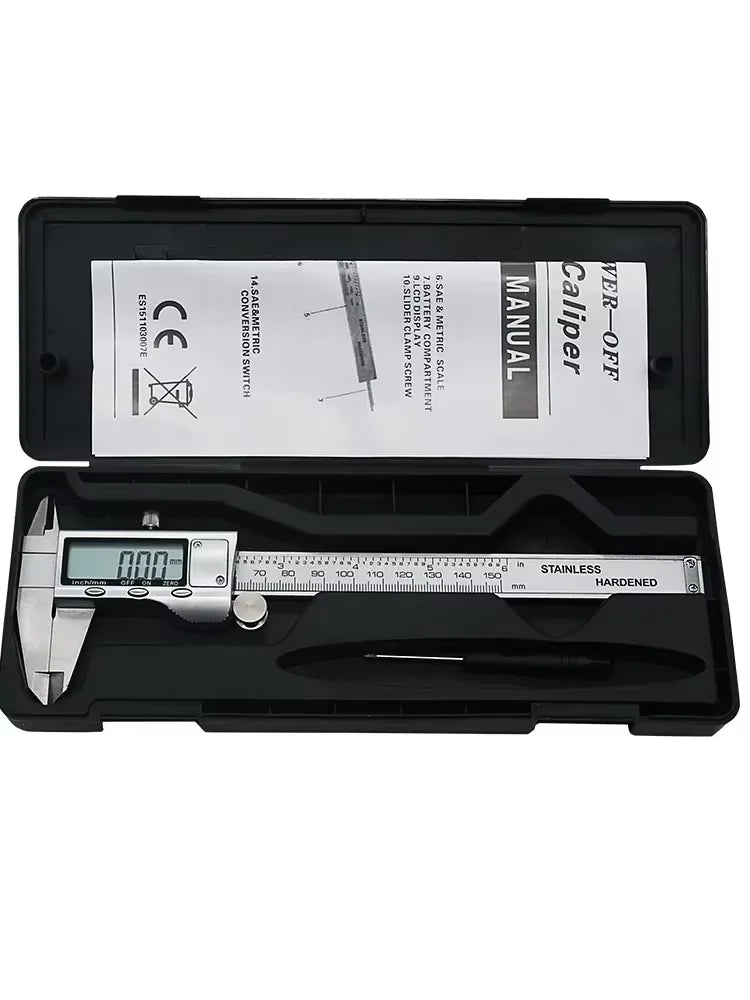 6 Inch 150mm Digital Vernier Caliper Stainless Steel Micrometer Measuring Tool Depth Ruler