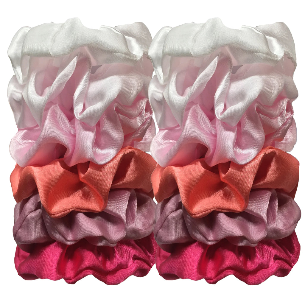 12/8pcs Premium Satin Large Intestine Hair Bands for Women Hundreds of Fabric Rubber Bands Hair Accessories