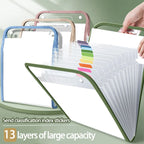 1PC A4 Size Portable Vertical Organizer Bag - 13-Pocket Accordion Folders Plastic Expanding File for Student Test Paper