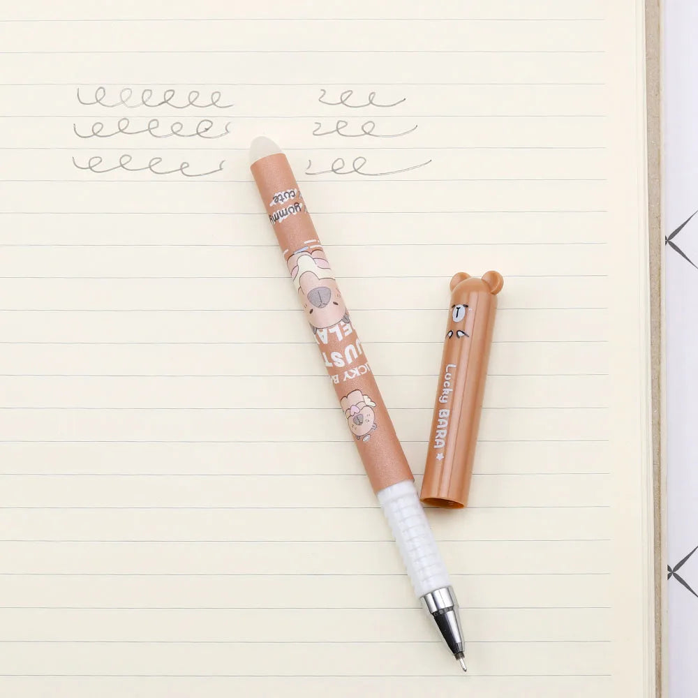4 Pieces Lytwtw's Cartoon Cute Kawaii Capybara Unicorn Erasable Pen Creative School Office Gel Pens Suppliies Stationery