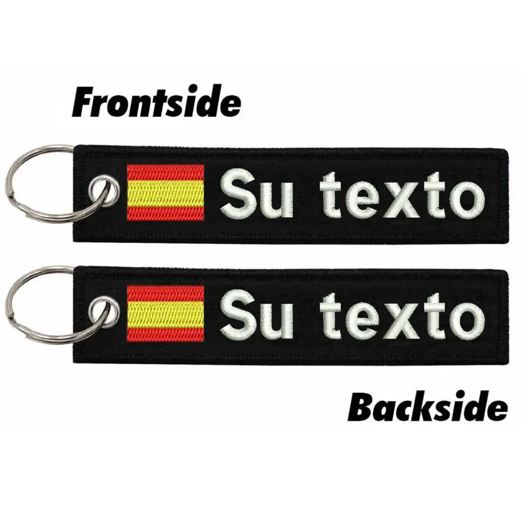Personalized Keychain Customize Text Tag Double Sided Military Flag Embroidery for Motorcycles Cars ATV Scooters