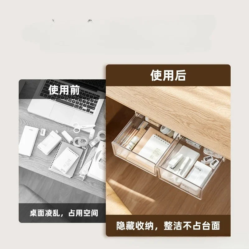 Hidden Storage Box for Drawers Under The Desk, Storage Rack for Desk Bottom in The Office, Desk Style Stationery Pen Holder