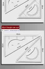 2Pcs/Set Multifunctional Triangle Ruler 30/45 Degree Measurement Angle Isosceles Triangle Ruler Geometry Students Drafting Tool