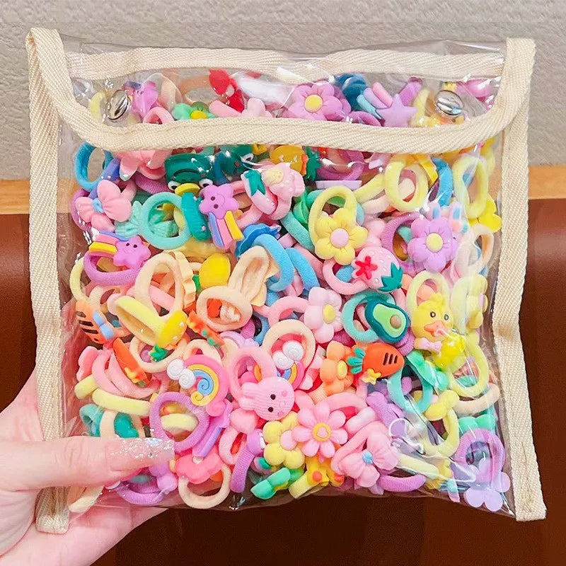 20-50 Pieces/Set Rubber Band for Children Cartoon Hair Band New Sweet Baby Hair Rope Hair Accessories No packaging