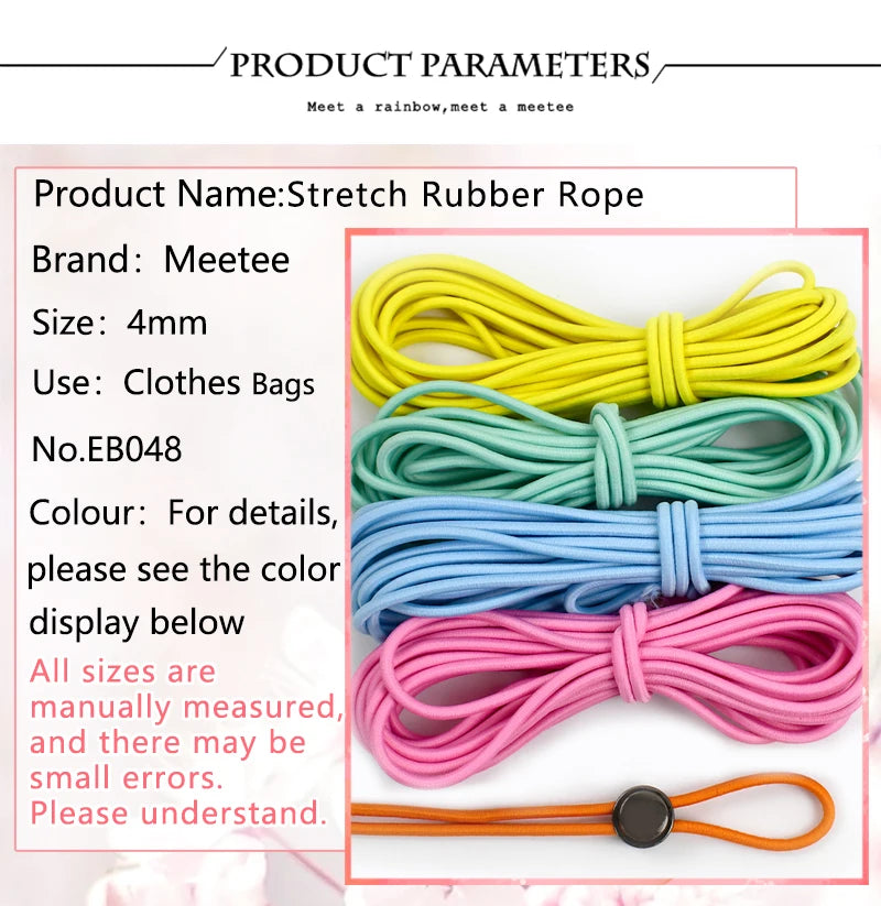 5/10/20/50M 4mm Multicolor Elastic Band Round Hair Bungee Rope Hat Drawstring Rubber Bands Clothes Spring String Cord Sewing Bia