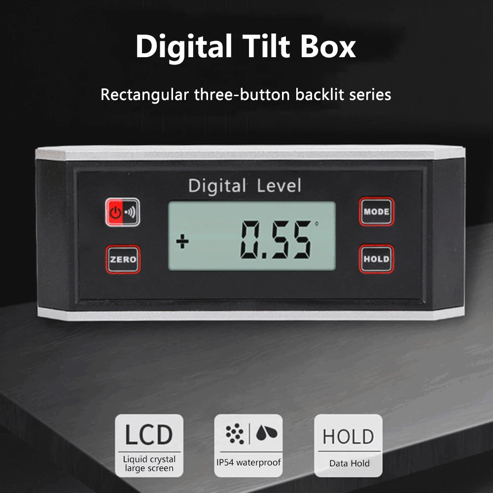 High-precision LCD Magnetic Digital Protractor Inclinometer Level Box Waterproof Angle Meter Finder 0~360 Degree V-Groove