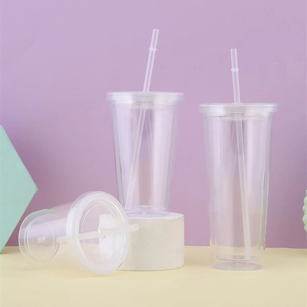 1pc  Transparent and minimalist water cup with straw, reusable, used for DIY smoothie cups for coffee, milk, and beverages