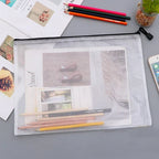 3/5PCS Stationery Storage Bag Folder File Mesh Zipper Pouch A3 A4 A5 A6 Document Bag Zip File Folders School Office Supplies