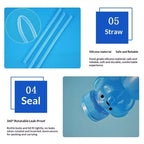 Cute Bear Shaped Bottle Plastic Drink Container Cartoon Honey Bear Straw Cup with Flexible Straws for Milk Juice Honey Storage