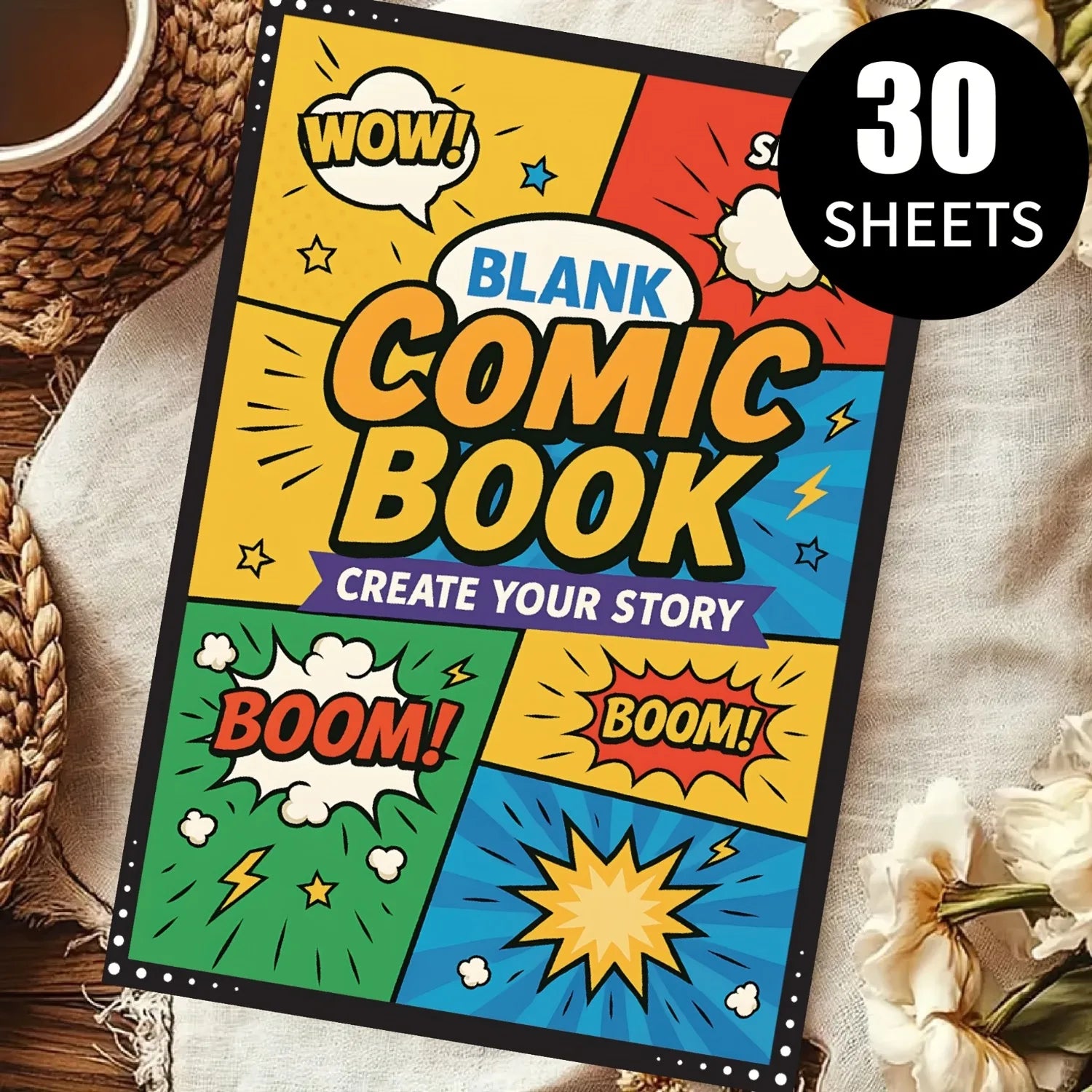 30 Sheets Thick Paper Manga Sketchbook 5.9" x 7.8" Blank DIY Drawing Book with Speech Bubble Templates and Explosion Effects