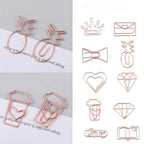 50/20pcs Love Diamond Crown Envelope Stationery Photo Tickets Office Supplies Metal Book Paper Clip Paperclips Mini Binder Clips