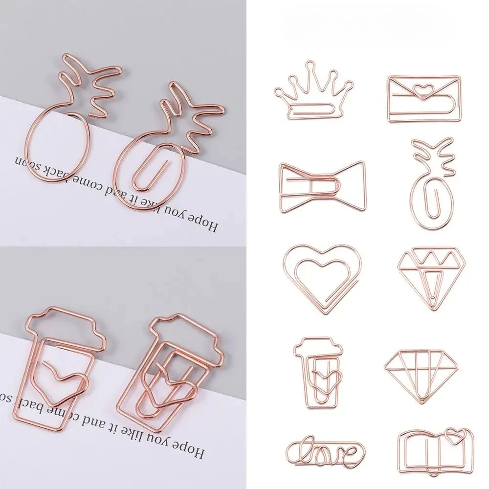50/20pcs Love Diamond Crown Envelope Stationery Photo Tickets Office Supplies Metal Book Paper Clip Paperclips Mini Binder Clips