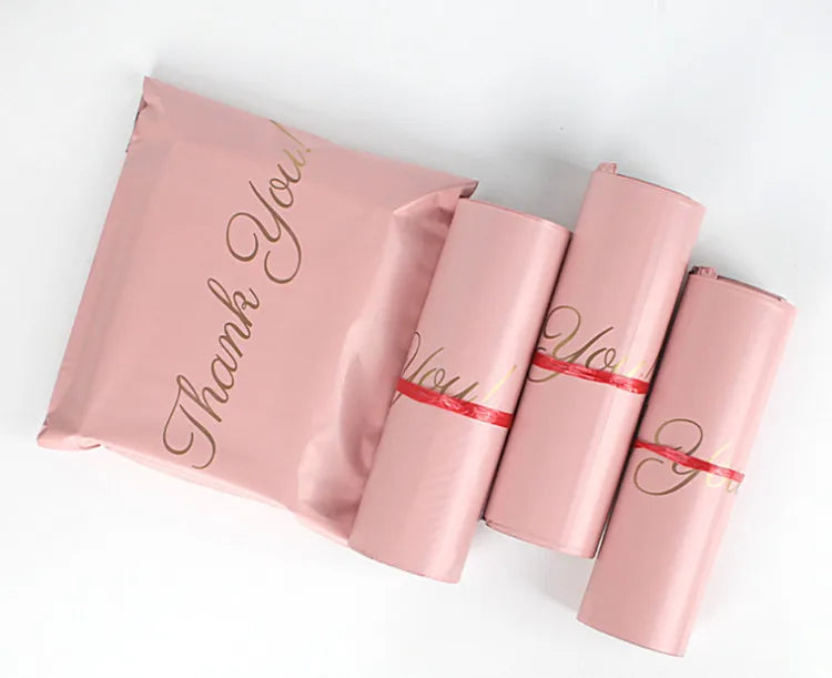100PCS Baby Pink Poly Mailer Adhesive Envelope Thank You Bag DIY T-shirt Bra Gifts Shoes Box Express Shipping Packaging Pouches